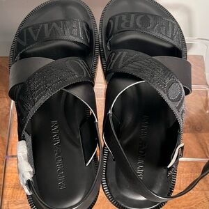 Emporio Armani Black Strappy Sandals